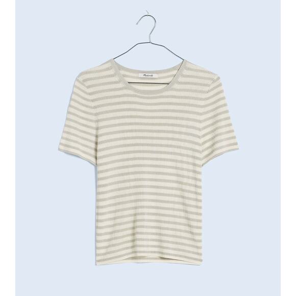 Madewell Micro Rib Sweater Tee Shirt Top Minimalist Viscose Monument Medium NWT - Picture 6 of 13